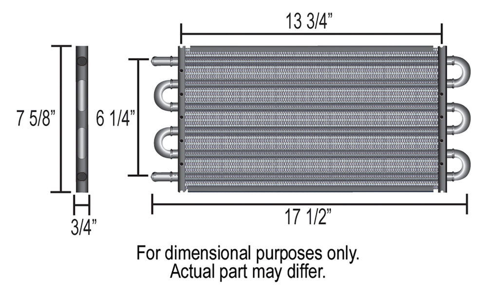 Derale 6 Pass 18" Series 7000 Copper/Aluminum Tube&Fin Transmission Cooler Kit, -6AN