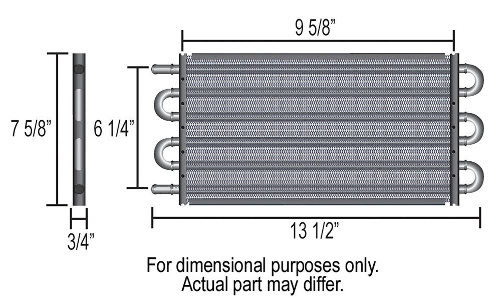 Derale 6 Pass 14" Series 7000 Copper/Aluminum Tube&Fin Transmission Cooler Kit, -6AN