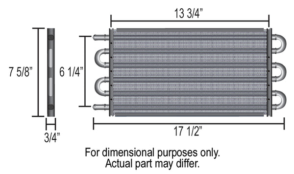 Derale 6 Pass 17" Series 7000 Copper/Aluminum Transmission Cooler, -6AN