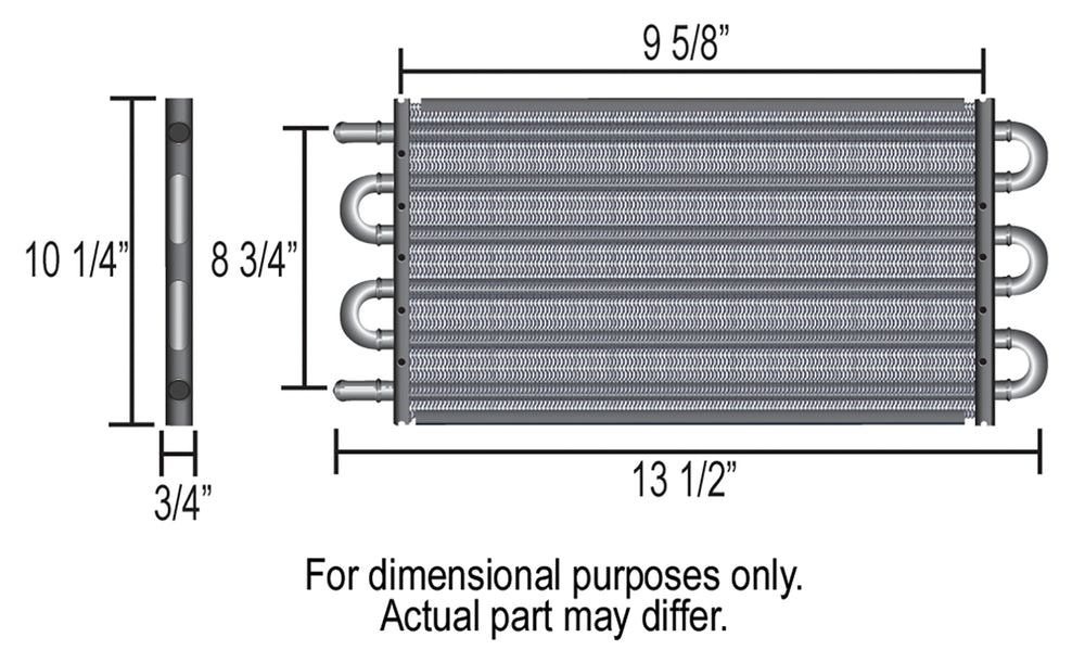 Derale 8 Pass 16" Tube & Fin Electra-Cool Replacement Cooler, -6AN