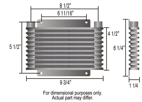 Derale Ensemble de refroidisseur de transmission à plaques et ailettes Series 9000 à 9 rangées, 1/2" NPT