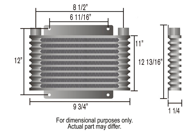 Derale 21 Row Series 9000 Plate & Fin Transmission Cooler Kit, 1/2" NPT — Black (13615)