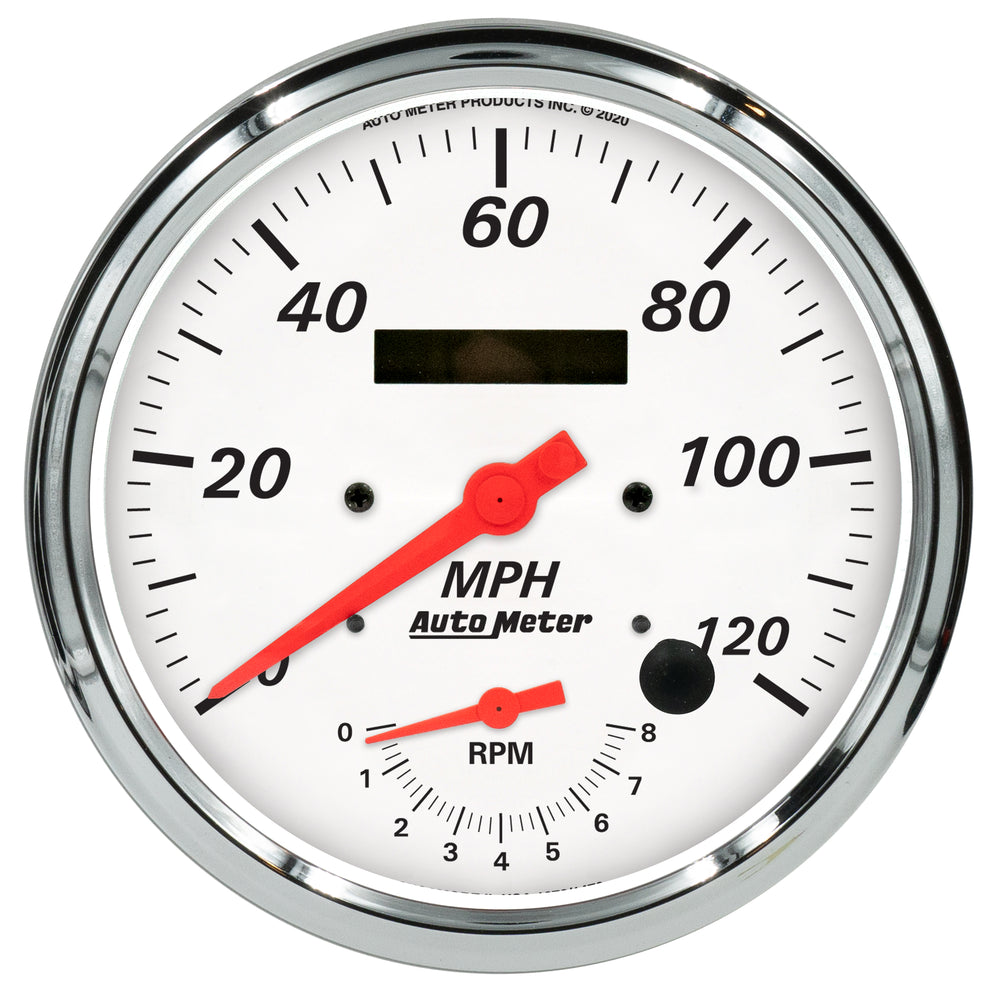 AutoMeter 5" Tachometer/Speedometer Combo, 8K RPM/120 MPH, Arctic White
