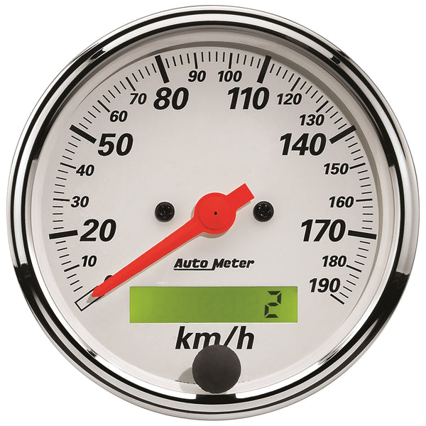 AutoMeter 3-1/8" Speedometer, 0-190 KPH, Arctic White