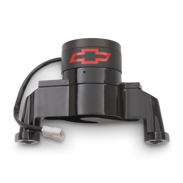 Proform Electric Engine Water Pump Aluminum Black with Bowtie Logo Fits SB Chevy