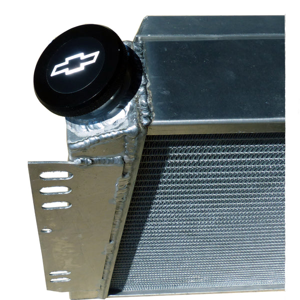 Proform Twist-On Radiator Cap Chevrolet Bowtie Emblem Black Anodized Billet Aluminum