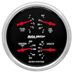 AutoMeter 5" Quad Gauge, 100 PSI/100-250 F/8-18V/240-33 Ohm, Designer Black