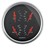 3-3/8" QUAD GAUGE, 100 PSI/100-250 F/8-18V/0-90 Ohm, DESIGNER BLACK