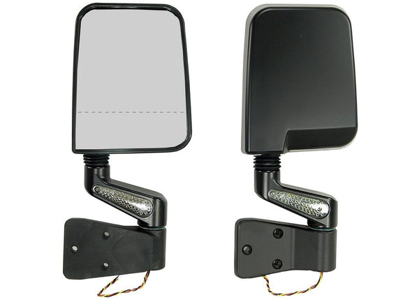 Rugged Ridge LED Mirror Pair, Black, with Dual Focal Point on Passenger Side (11015.02)