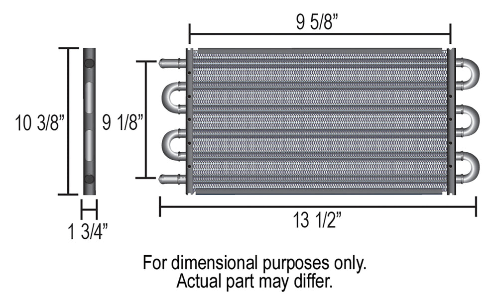 Derale 16 Pass 16" Tube & Fin Electra-Cool Replacement Cooler, -8AN