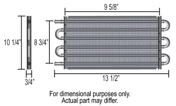 Derale 8 Pass 16" Tube & Fin Electra-Cool Replacement Cooler, -8AN