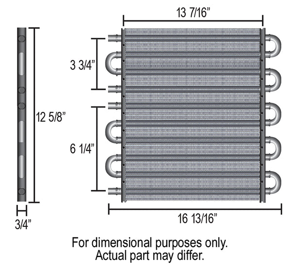 Derale 4 & 6 Pass Dual Circuit Tube&Fin Cooler, 11/32" & 1/2" Barb