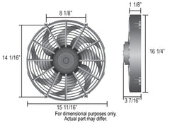 Derale 16" High Output Curved Blade Electric Puller Fan