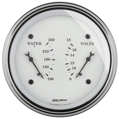 AutoMeter 3-3/8" Dual Gauge, 100-250 F/8-18V, Old-Tyme White