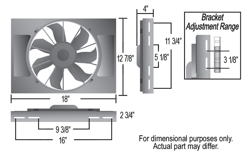 Derale High Output Single 12" Electric RAD Fan/Aluminum Shroud Kit — Gray/Black (16814)