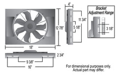 Derale High Output Single 12" Electric RAD Fan/Aluminum Shroud Kit — Gray/Black (16814)