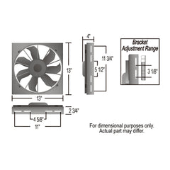Derale High Output Single 12" Electric RAD Fan/Aluminum Shroud Kit — Gray/Black (16815)