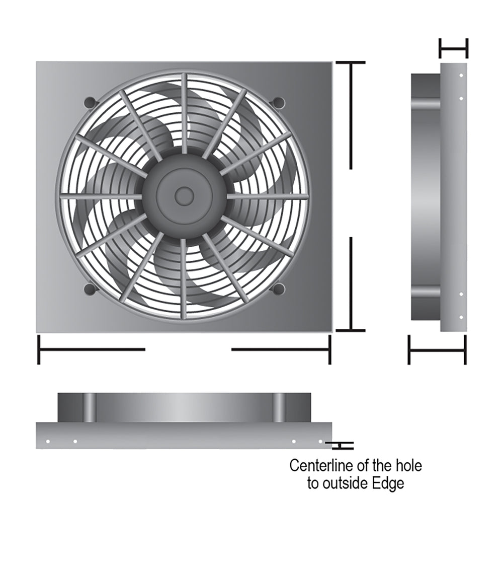Derale Powerpack - High Output Single 17" Electric RAD Fan/Aluminum Shroud Kit — Gray/Black (16818)