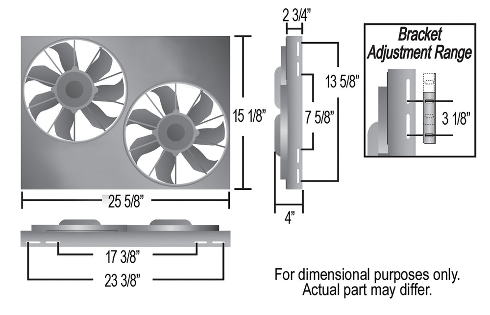 Derale Powerpack - High Output Dual 12" Electric RAD Fan/Aluminum Shroud Kit — Gray/Black (16825)