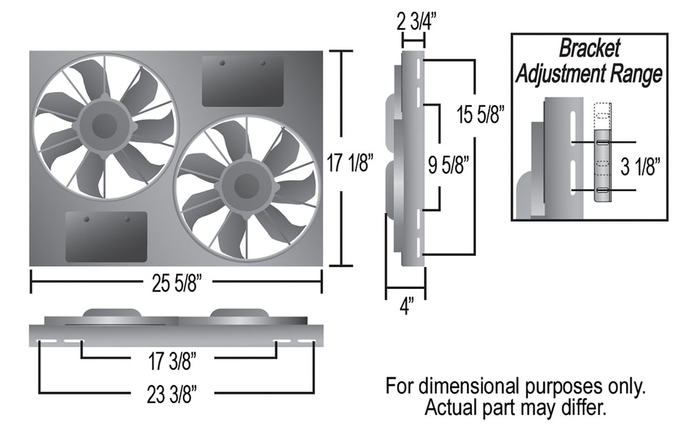 Derale Powerpack - High Output Dual 12" Electric RAD Fan/Aluminum Shroud Kit — Gray/Black (16826)