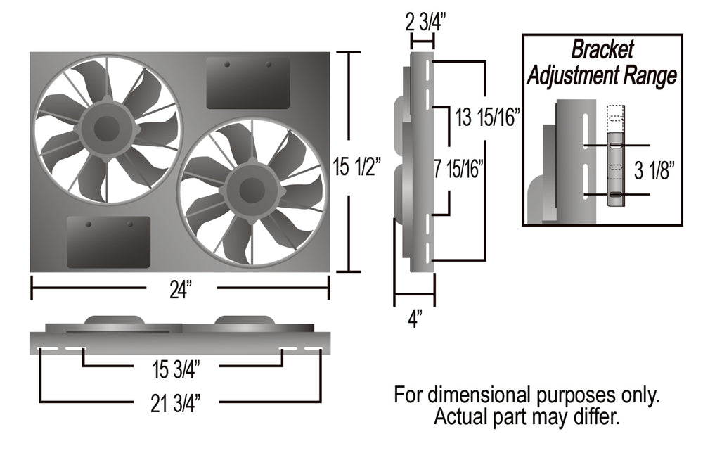 Derale Powerpack - High Output Dual 11" Electric RAD Fan/Aluminum Shroud Kit — Gray/Black (16831)