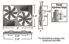 Derale Powerpack - High Output Dual 11" Electric RAD Fan/Aluminum Shroud Kit — Gray/Black (16831)