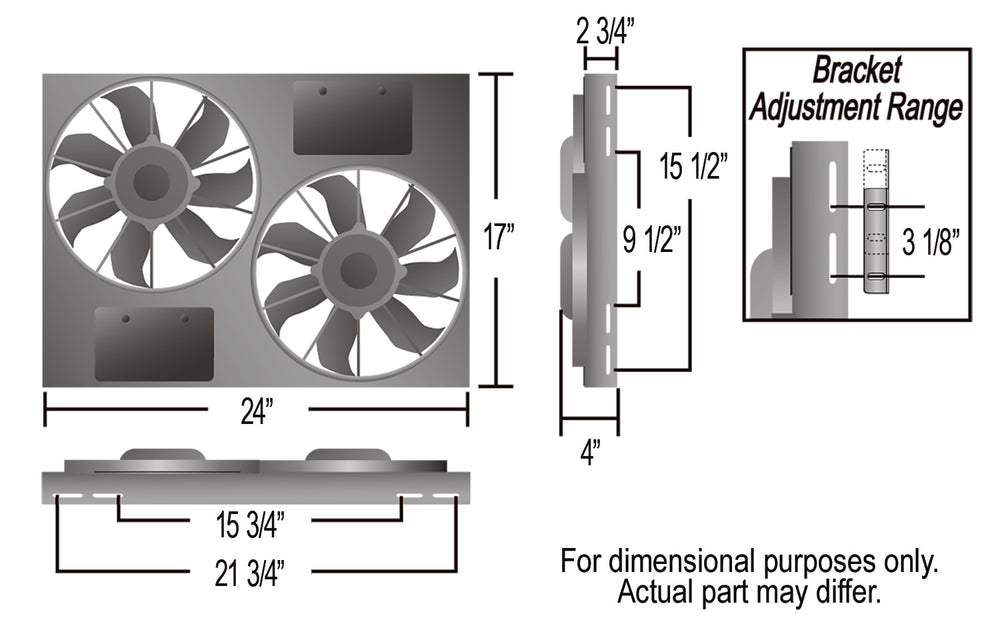 Derale Powerpack - High Output Dual 11" Electric RAD Fan/Aluminum Shroud Kit — Gray/Black (16833)