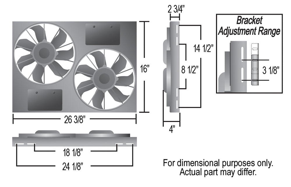 Derale Powerpack - High Output Dual 12" Electric RAD Fan/Aluminum Shroud Kit — Gray/Black (16836)
