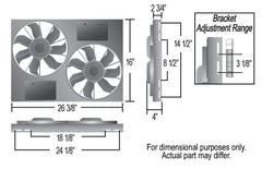 Derale Powerpack - High Output Dual 12" Electric RAD Fan/Aluminum Shroud Kit — Gray/Black (16836)