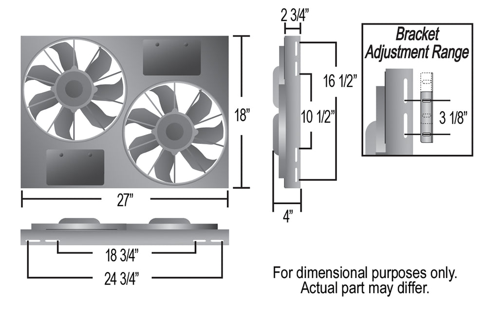 Derale Powerpack - High Output Dual 12" Electric RAD Fan/Aluminum Shroud Kit — Gray/Black (16837)