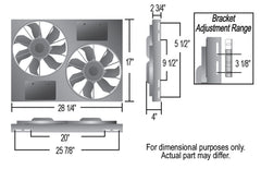 Derale Powerpack - High Output Dual 12" Electric RAD Fan/Aluminum Shroud Kit — Gray/Black (16838)