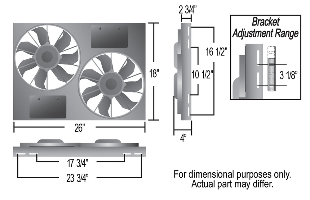 Derale Powerpack - High Output Dual 12" Electric RAD Fan/Aluminum Shroud Kit — Gray/Black (16842)