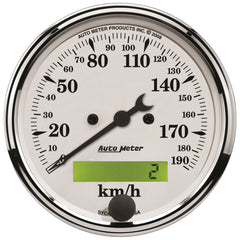 AutoMeter 3-1/8" Speedometer, 0-190 KPH, Old-Tyme White
