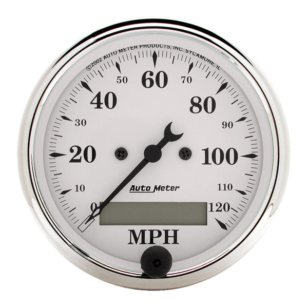 AutoMeter Indicateur de vitesse 3-1/8 po, 0-120 MPH, Old-Tyme White (1688)