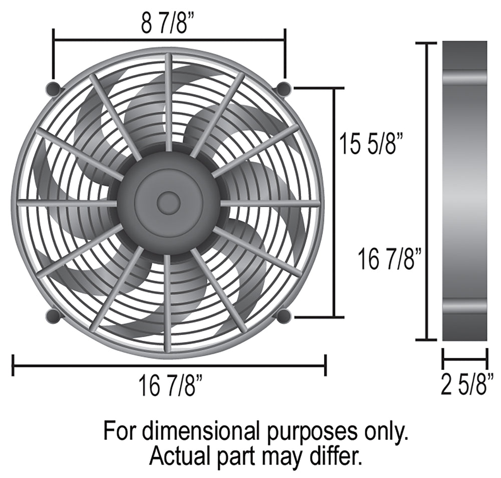 Derale 17" High Output Single RAD Pusher/Puller Fan with Standard Mount Kit — Black (16917)