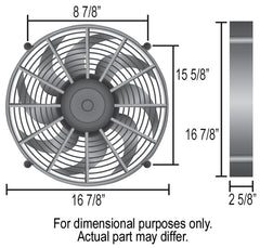 Derale 17" High Output Single RAD Pusher/Puller Fan with Standard Mount Kit — Black (16917)
