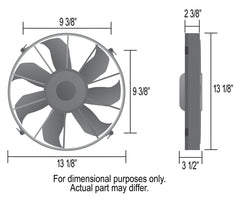 Derale 12" High Output Single RAD Pusher/Puller Fan with Standard Mount Kit — Black (16924)