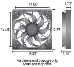Derale 12" High Output Single RAD Puller Fan with Molded Shroud