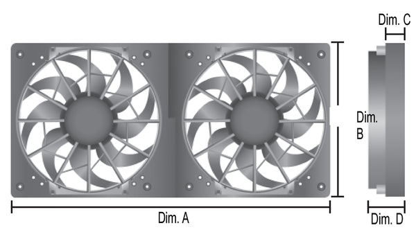 Derale High Output Dual 12" Electric RAD Fan/Plastic Shroud Kit — Black (16928)