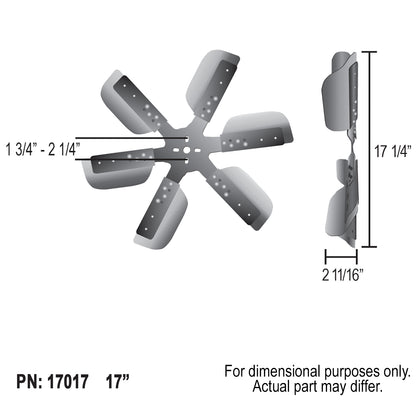 17" Heavy Duty Stainless Steel Standard Rotation Flex Fan, Black Hub