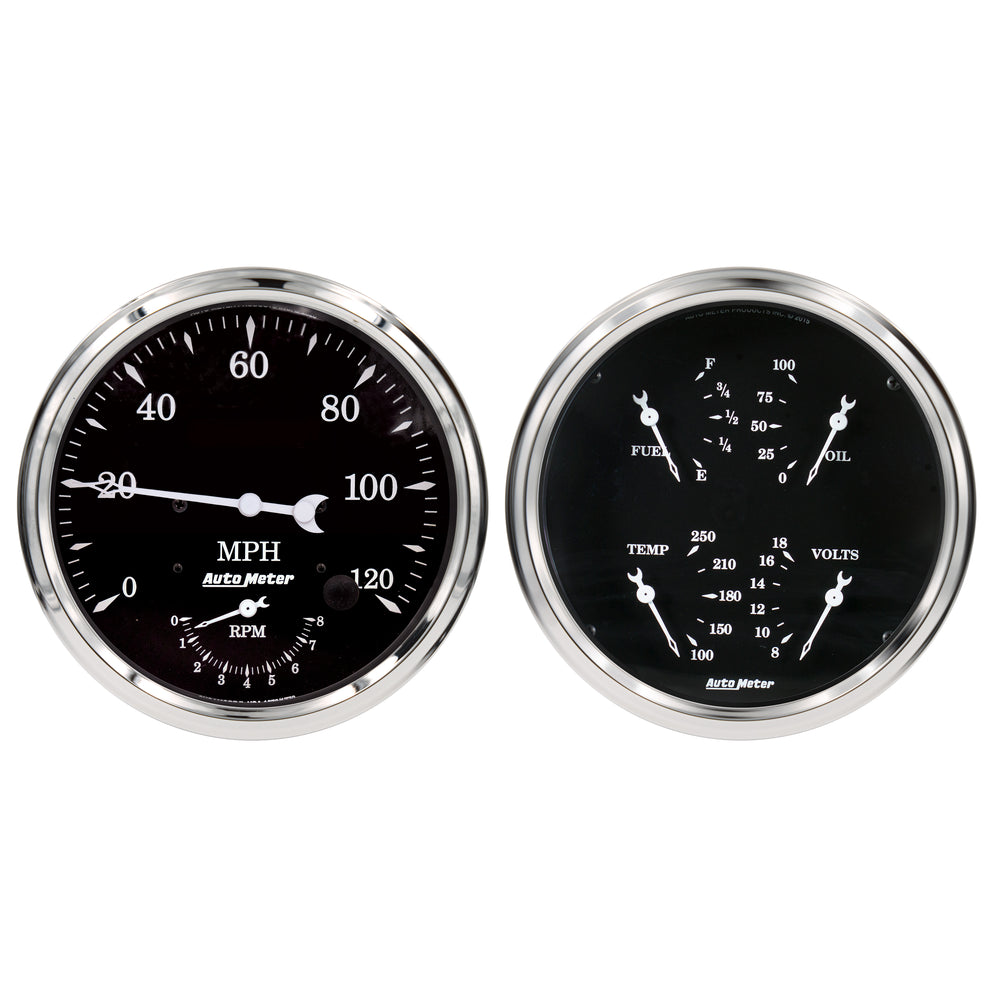 AutoMeter 2 PC. Gauge Kit, 5" Quad & Tach/Speedo, 240-33 Ohm, Old Tyme Black