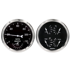 AutoMeter 2 PC. Gauge Kit, 5" Quad & Tach/Speedo, 240-33 Ohm, Old Tyme Black