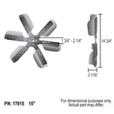 15" Heavy Duty Stainless Steel Reverse Rotation Flex Fan, Black Hub