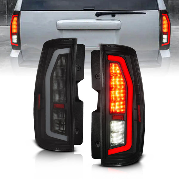 Anzo 07-14 Chevrolet Suburban / 07-14 GMC Yukon Black Full LED Tail Light Plank Style w/ Smoke Lens