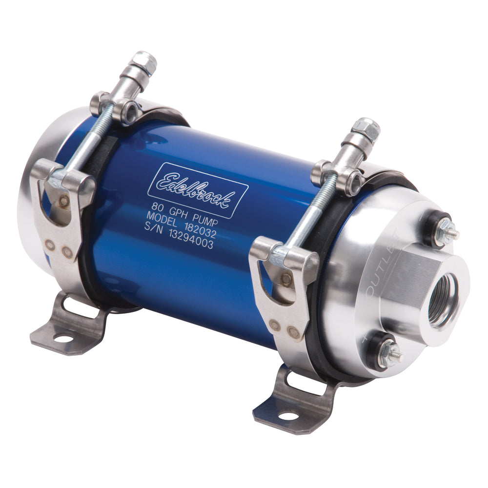 Edelbrock Quiet-Floâ„¢ EFI In-Line Blue Electric Fuel Pump - 80 GPH