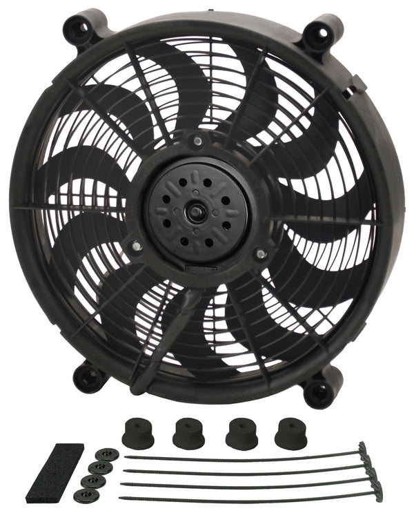 Derale 14" High Output Single RAD Pusher/Puller Fan with Standard Mount Kit — Black (18214)