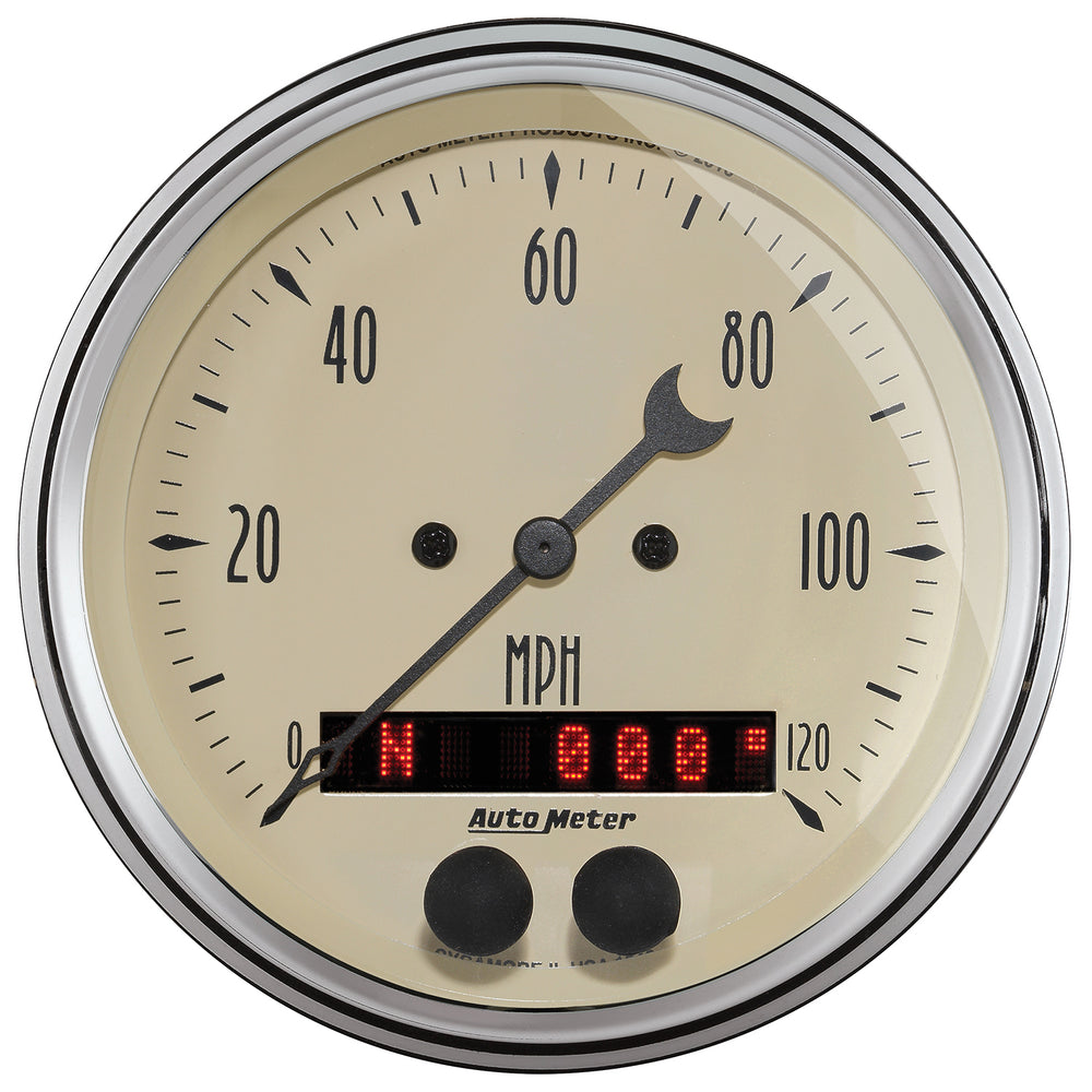AutoMeter 3-3/8" GPS Speedometer, 0-120 MPH, Antique Beige