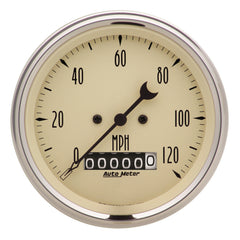 AutoMeter 3-3/8" Speedometer, 0-120 MPH, Antique Beige — Polished (1879)