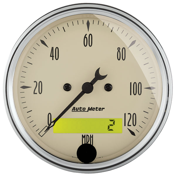 AutoMeter Indicateur de vitesse 3-1/8 po, 0-120 MPH, Antique Beige - poli (1887)