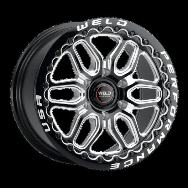 Weld Racing Laguna 6 Bead Lock roue 17x11 6x127 ET36 BS 7.375 noir lustré fraisé - rebord diamant DIA 78.1 (S90371181P36)